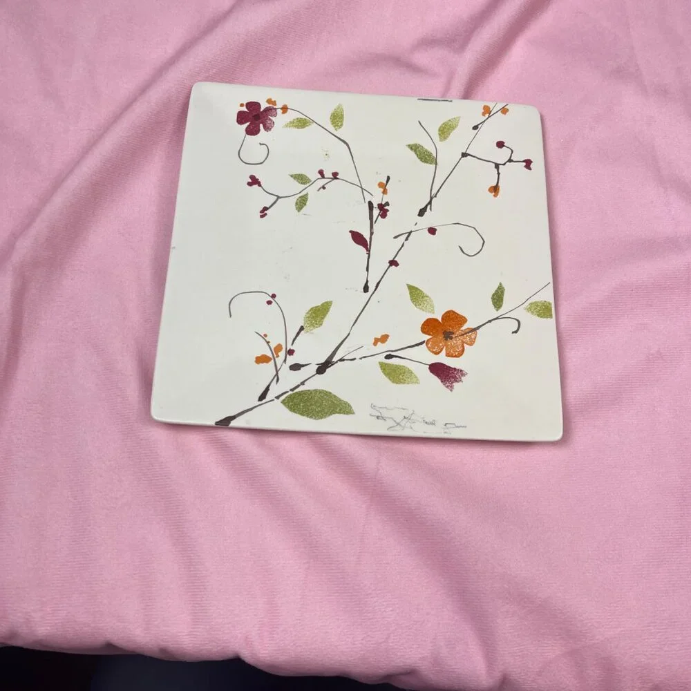Crate and Barrel Floral Porcelain plate=